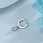 Sterling Silver Marquise Aqua Green Opal Huggie Hoops, thumbnail 3 of 10