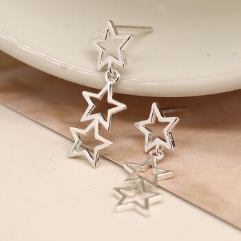 Sterling Silver Hanging Star Earrings, 5 of 7