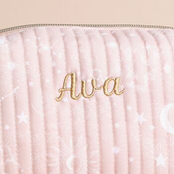 Personalised Small Rose Celestial Linen Wash Bag, 2 of 5