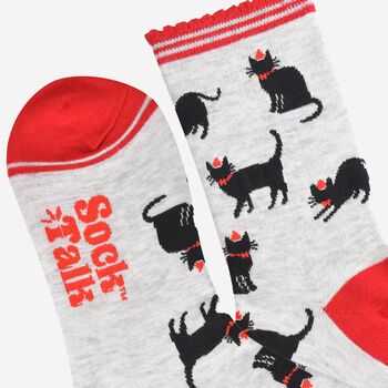 Women's Bamboo Socks Christmas Black Cats, 4 of 5