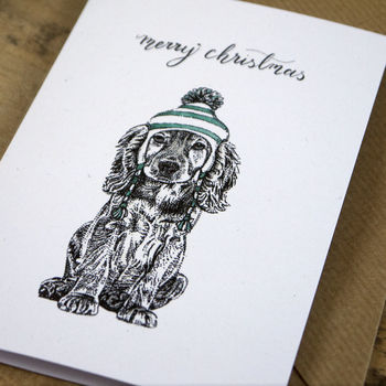 Cocker Spaniel Dog In A Hat Christmas Card, 2 of 3