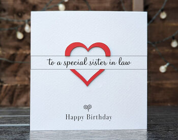 Personalised Birthday Card For Sister In Law – Special Elegant Keepsake – Handmade Gift For Sister In Law – Milestone Greeting Card, 2 of 4