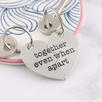 Togetherness Split Heart Pewter Keyring For Couples, 5 of 8
