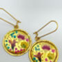Gold Dangle Earrings With Real Pink Flowers, thumbnail 4 of 10