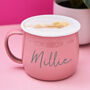 Set Of Two Valentine's Day Coloured Enamel Mugs, thumbnail 3 of 5
