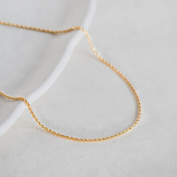 18ct Gold Plated Rope Chain Necklace, 2 of 6