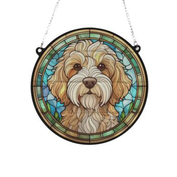 Cockapoo Apricot Stained Glass Effect Suncatcher, 2 of 6