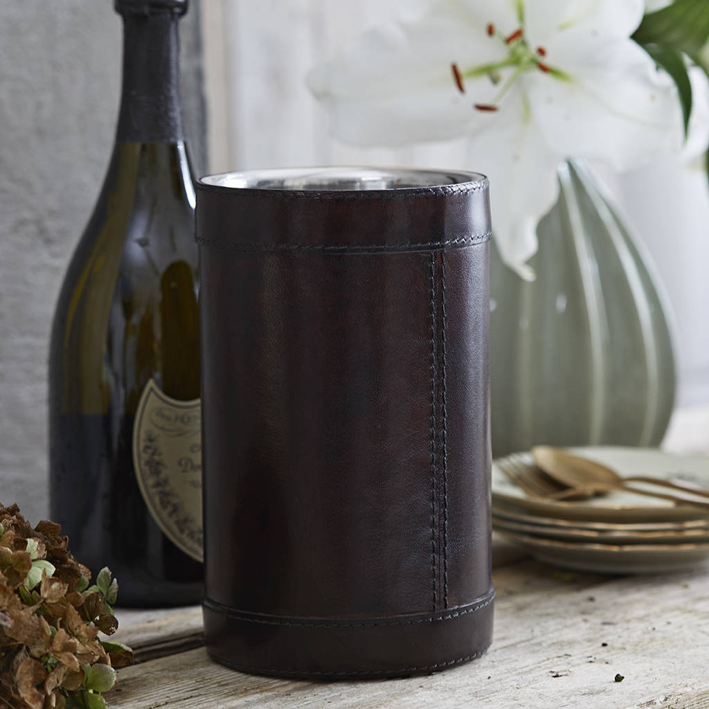 leather wine cooler single bottle by life of riley