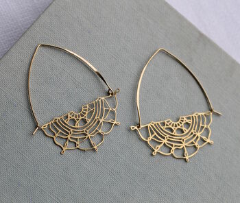 Gold Lace Filigree Hoop Earrings, 5 of 8