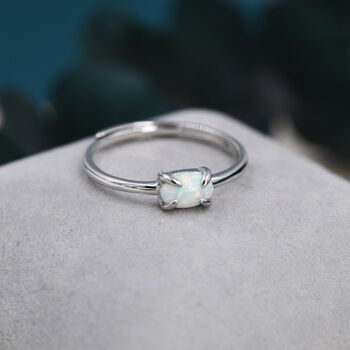 Sterling Silver Clawed Fire Opal Oval Ring, 2 of 11