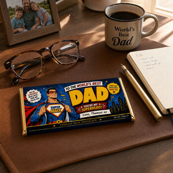 Personalised Superhero Best Dad Chocolate Bar Gift, 2 of 4