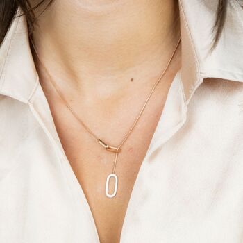 Two Square Geometric Y Shape Lariat Necklace, 2 of 5