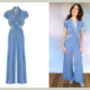 Vintage Style Cornflower Blue Silk Velvet Jumpsuit, thumbnail 2 of 2
