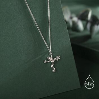 Sterling Silver Tiny Frog Pendant Necklace, 4 of 12