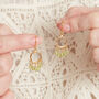 Green Peridot Gold And Silver Hoop Dangle Earrings, thumbnail 3 of 10
