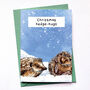 Christmas Hedge Hugs Hedgehog Animal Pun Card, thumbnail 1 of 4