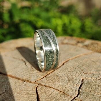 Silver Ring, Westmorland Green Slate, Silver Wave Inlay, 4 of 7
