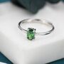 Sterling Silver Created Green Emerald Oval Ring, thumbnail 3 of 12