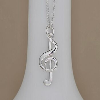 Personalised Sterling Silver Treble Clef Charm Necklace, 4 of 5