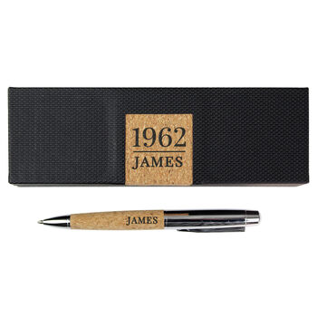 Personalised Date And Name Cork Pen Box Set, 6 of 6