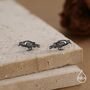 Crow Stud Earrings In Sterling Silver With Black Rhodium Coating, thumbnail 4 of 11