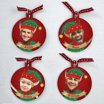 Personalised 'Elf Selfie' Family Photo Bauble Set, 3 of 4