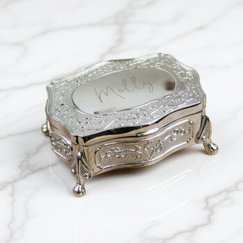 Personalised Small Silver Plated Jewellery Box, 2 of 6