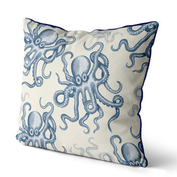 Blue And White Random Octopus Cushion, Multi Cols Avail, 6 of 7