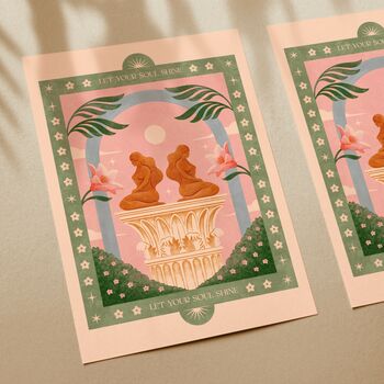 Let Your Soul Shine, Bohemian Mindfulness Poster Botanical Art Print, 2 of 3