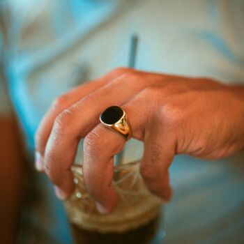 Smooth Black And Silver Signet Ring For Men Mens Ring, 9 of 12