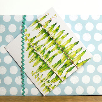Gold Foiled Sword Fern Birthday Card, 3 of 3