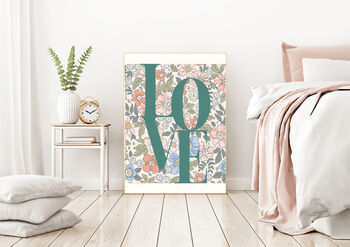 'Love' Liberty Green Floral Print, 3 of 4