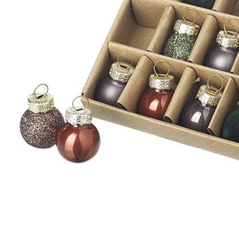 Mini Amber Green Grey Glass Christmas Baubles Set Of 25, 2 of 6