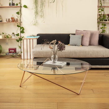 Handmade Coffee Table In Copper With Glass Top, 2 of 4