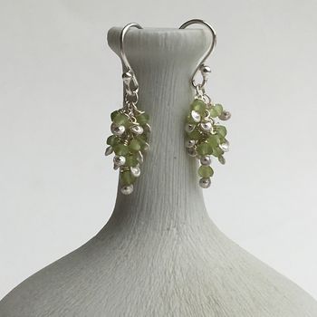 Silver Earrings With Granules And Labradorites, 3 of 4