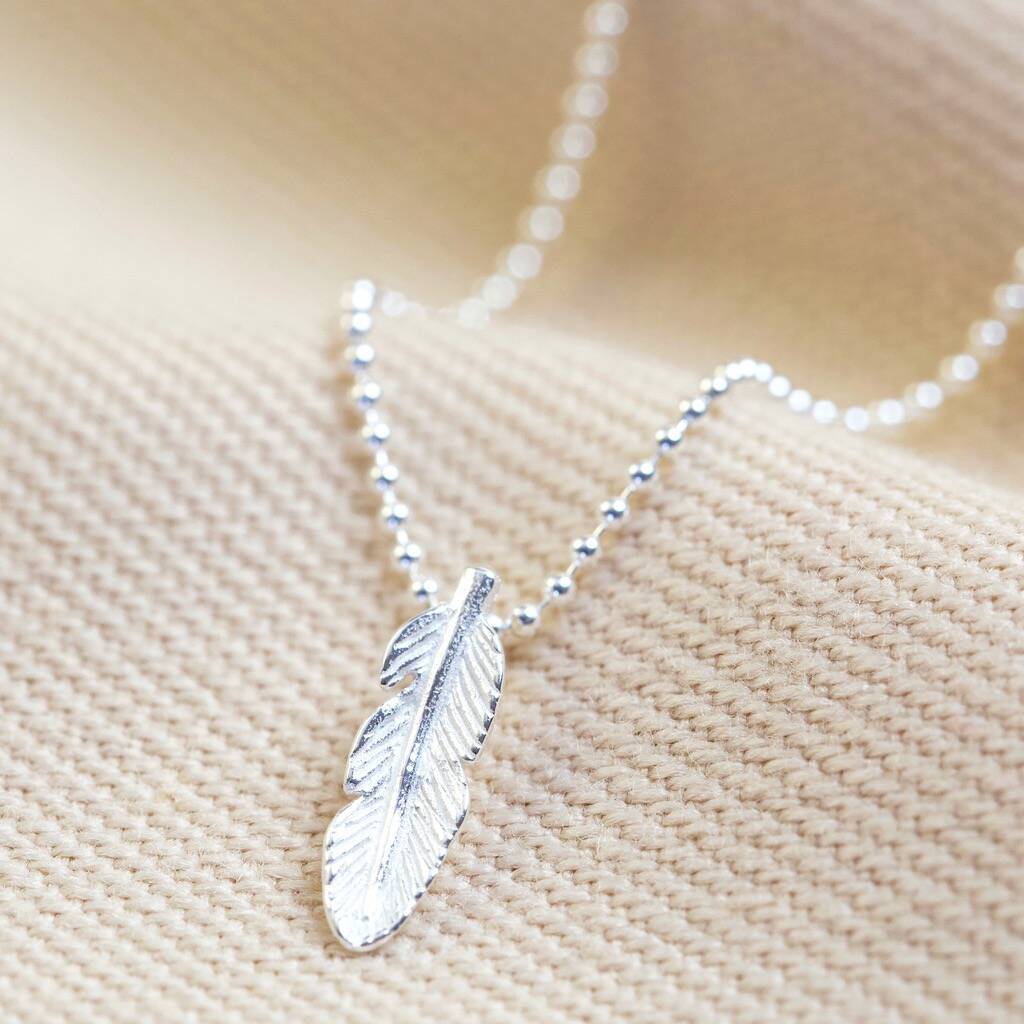 Sterling Silver Feather Pendant Necklace By Lisa Angel