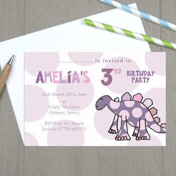 Personalised Dinosaur Children's Party Invitations, 2 of 4