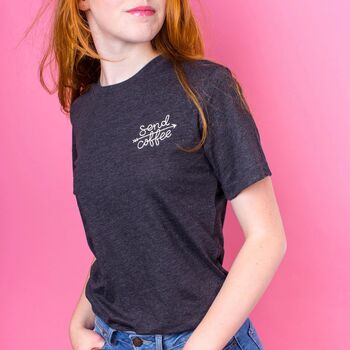 ‘Send Coffee’ Unisex Embroidered T Shirt, 3 of 9