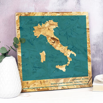 Personalised Wood Anniversary Italy Map Print, 4 of 5