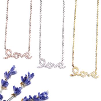 Love Necklace Cz Rose Or Gold Plated 925 Silver, 3 of 7