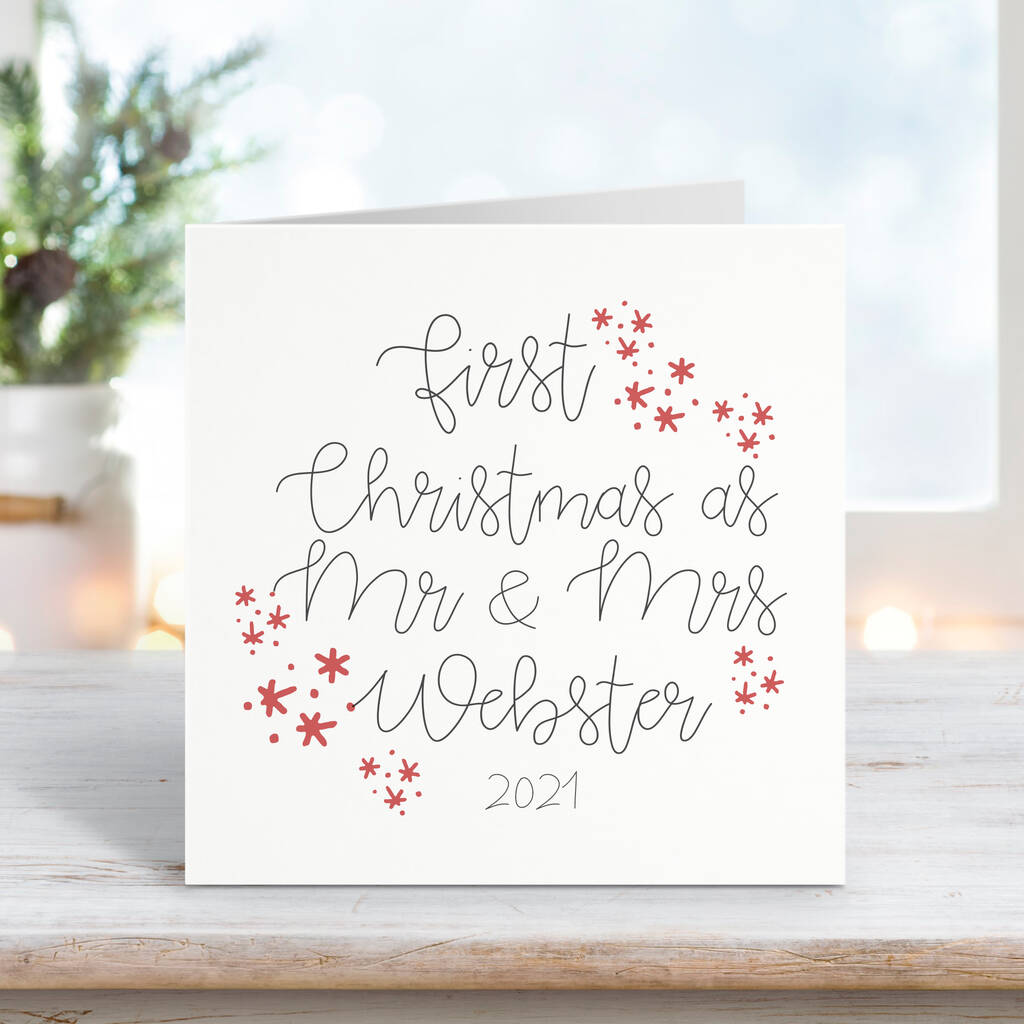 '1st Christmas As Mr And Mrs' Personalised Script Card By Parsy Card Co ...