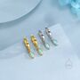 Sterling Silver Marquise Aqua Green Opal Huggie Hoops, thumbnail 4 of 10