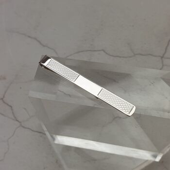 Classic Engraved Solid Silver Tie Slide, 3 of 7