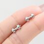 Sterling Silver Weight Lifting Dumbell Stud Earrings, thumbnail 1 of 11