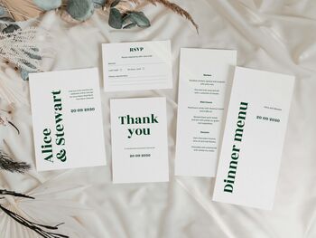 Green Typography Wedding Save The Dates, 4 of 4