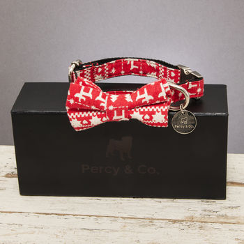 Christmas Finland Festive Dog Collar Bow Tie Gift Set, 2 of 5