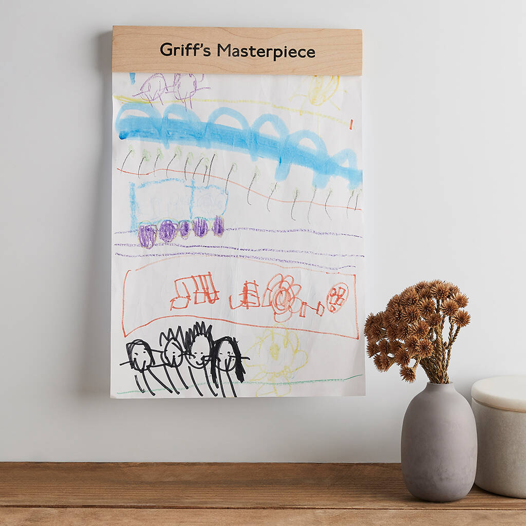 Personalised Wood Children's Artwork Holder By Create Gift Love