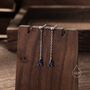 Sapphire Blue Droplet Dangle Stud Earrings, thumbnail 1 of 11