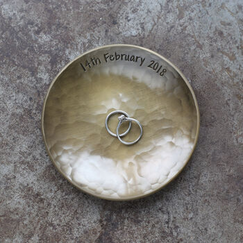 Personalised 8th Anniversary Gift Round Bronze Dish With Hand Stamped Personalisation, 2 of 12