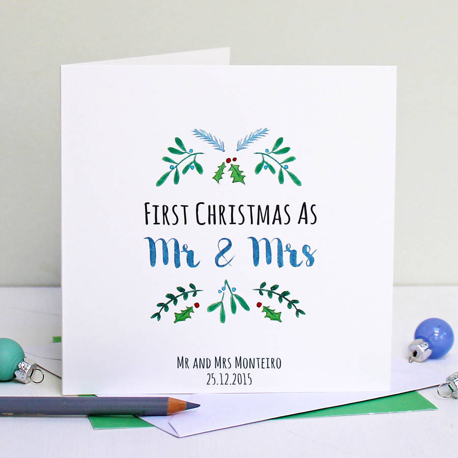 Personalised Mr And Mrs First Christmas Card By Love Give Ink 